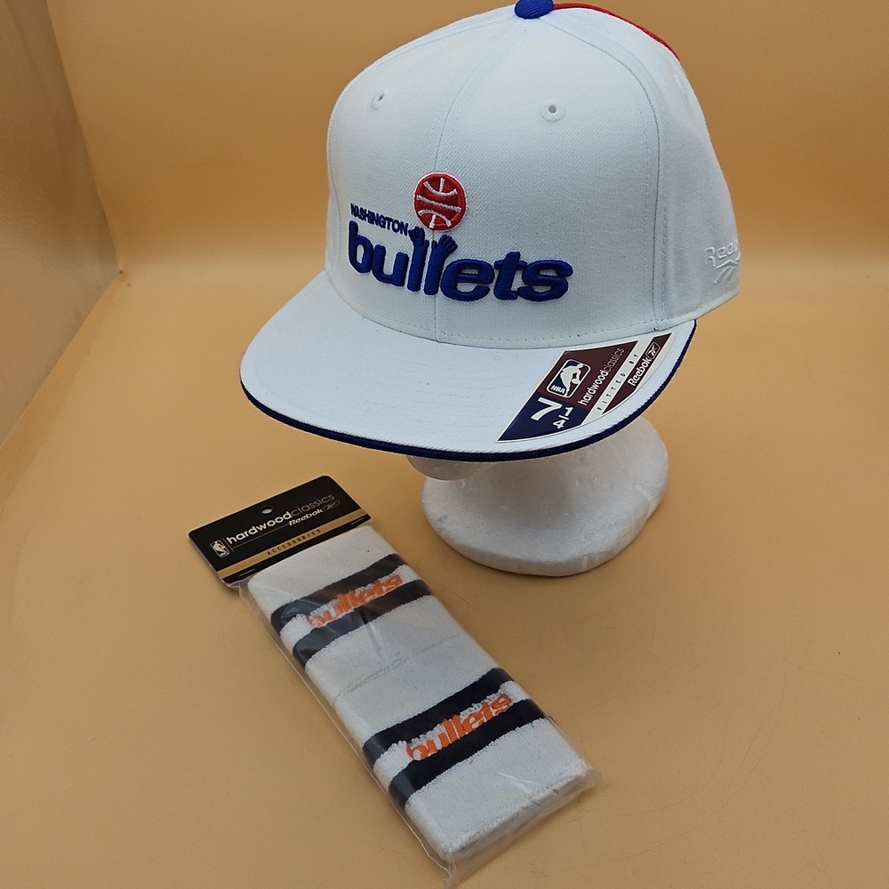 Reebok Hardwood Classics Washington Bullets Wes Unseld 7 1/4 Fitted Hat SET